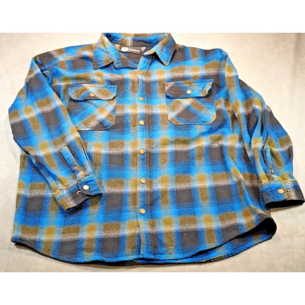 Polar King Heavy Flannel‎ Men's 2XLR Long Sleeve Plaid Snap Button Front Shirt